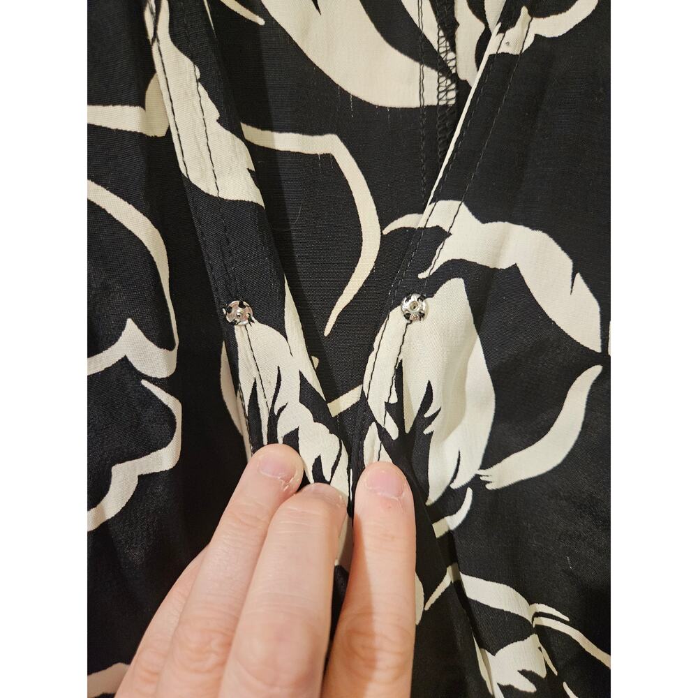 Vintage Carole Little West Black White Floral Blouse and Wrap Skirt Set Sz 10/12 - Picture 4 of 12